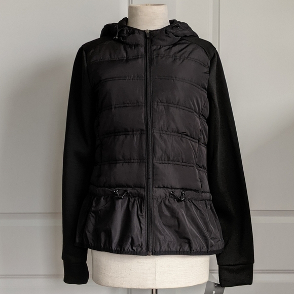 BCBGMaxAzria Jacket Puffer Hooded Zip Front Lightweight Fitted Black M NWT - Picture 12 of 15